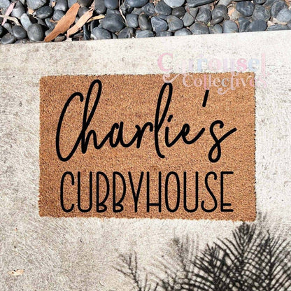 Charlie's cubbyhouse doormat, custom doormat, personalised doormat