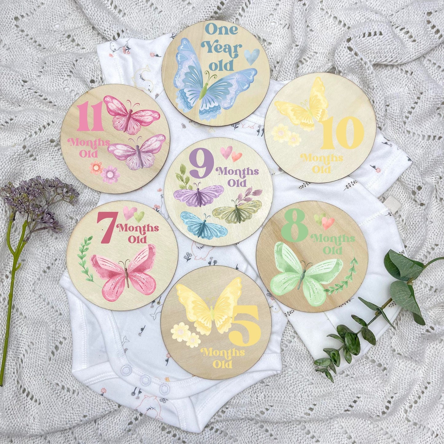 Butterflies newborn milestone discs, baby milestones, Butterflies, girl nursery, butterfly theme