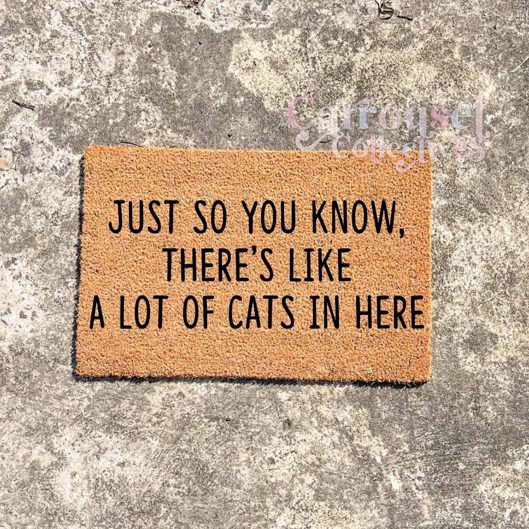 Just so you know, there's a lot of cats in here doormat, custom doormat, personalised doormat, door mat