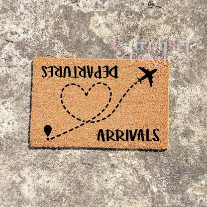 Arrival, Departures doormat, custom doormat, personalised doormat, door mat