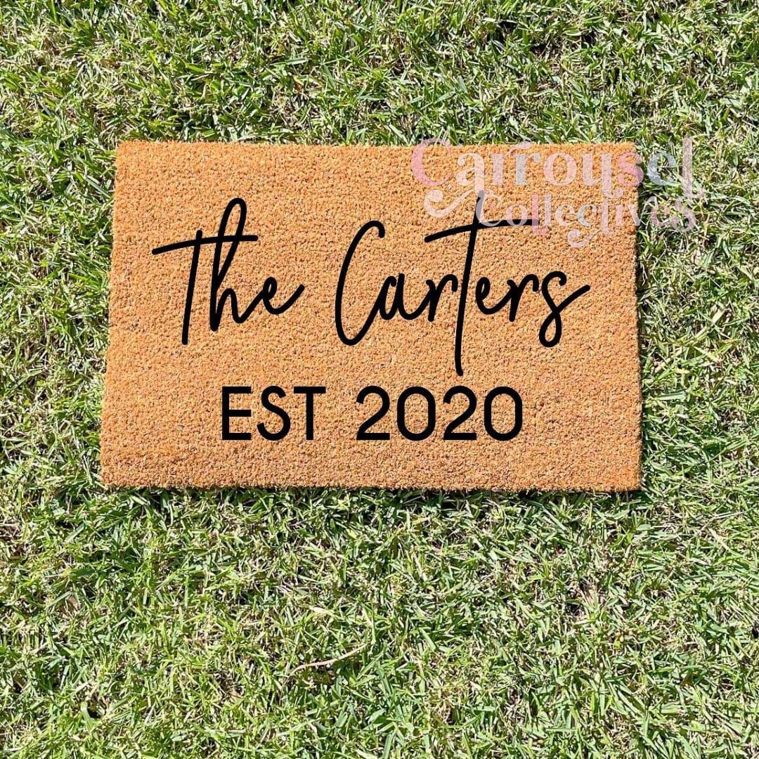 Custom name and date doormat, custom doormat, personalised doormat