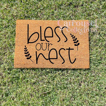 Bless our nest doormat, custom doormat, personalised doormat, door mat