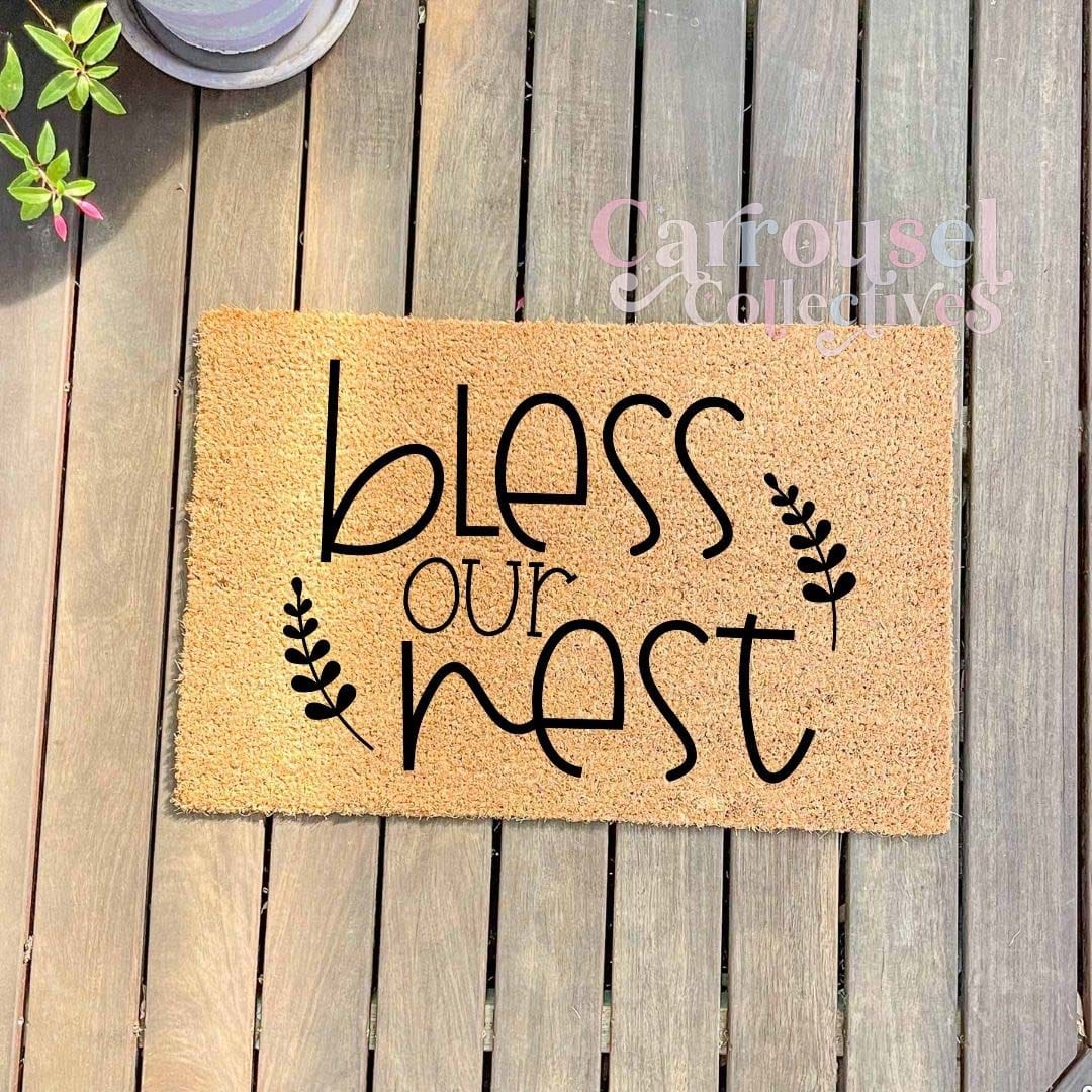 Bless our nest doormat, custom doormat, personalised doormat, door mat