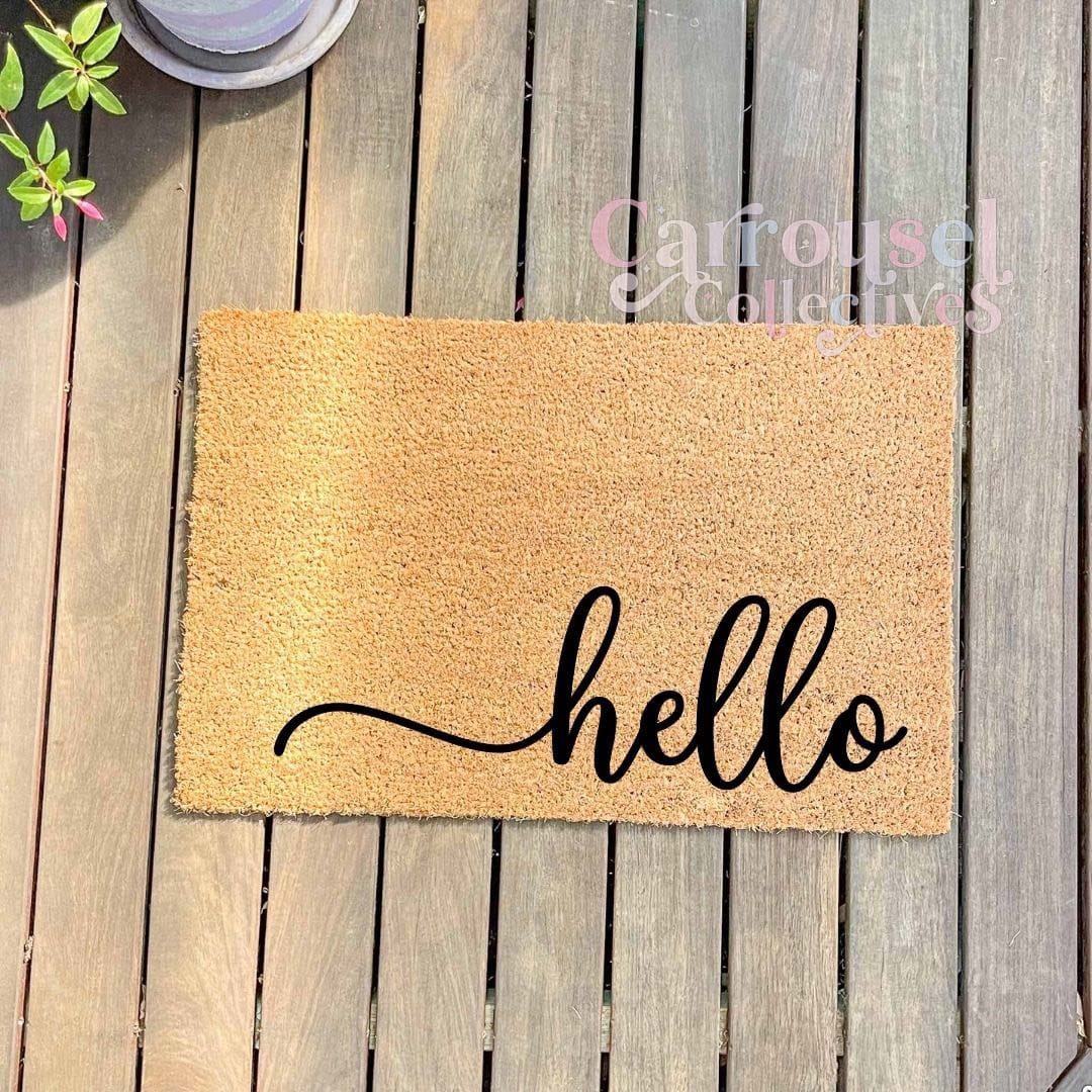 Hello doormat, custom doormat, personalised doormat, door mat