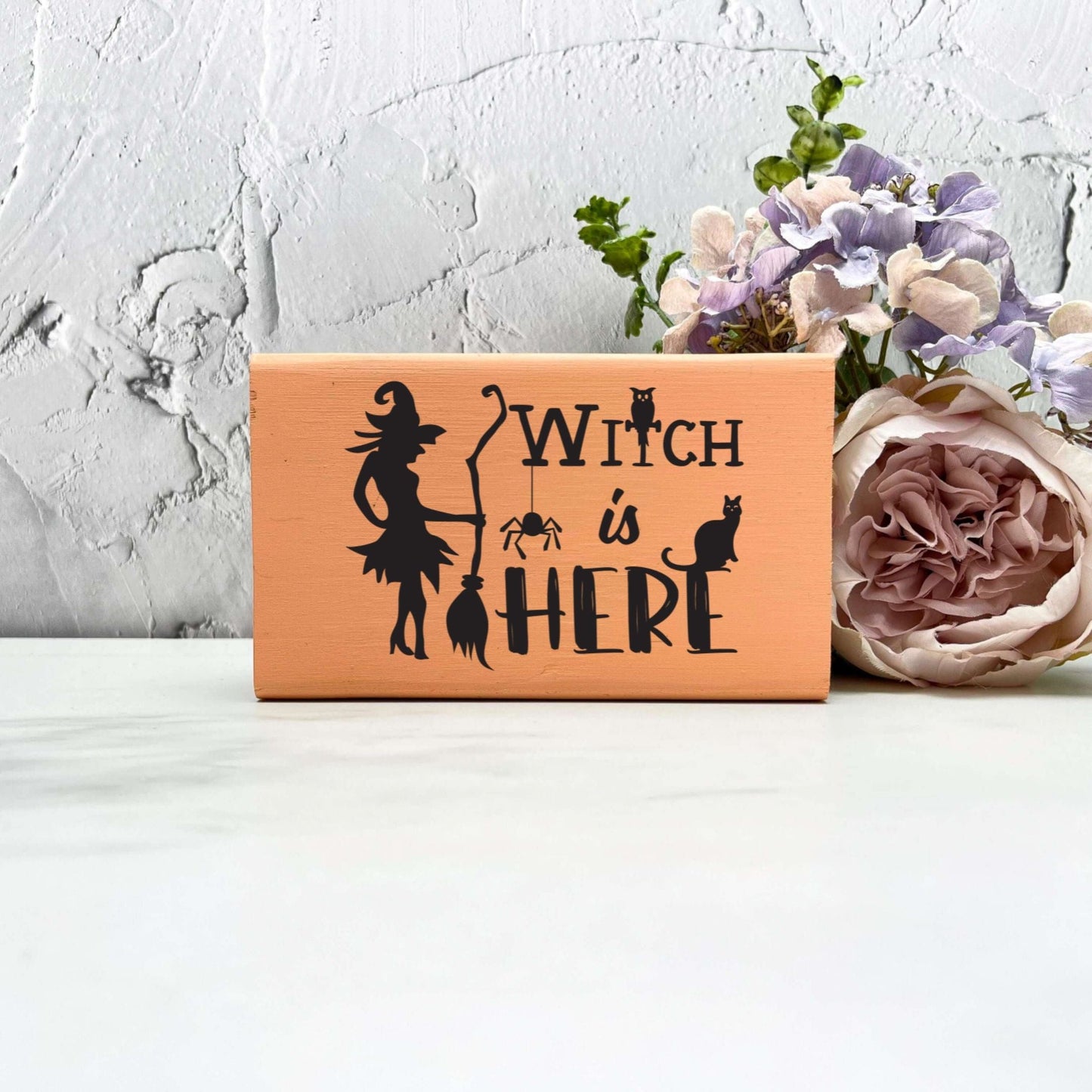 Witch is here halloween Sign, Halloween Wood Sign, Halloween Home Decor, Spooky Decor