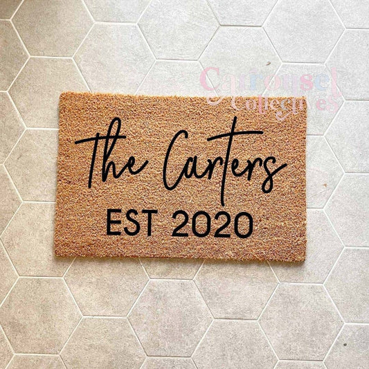 Custom name and date doormat, custom doormat, personalised doormat