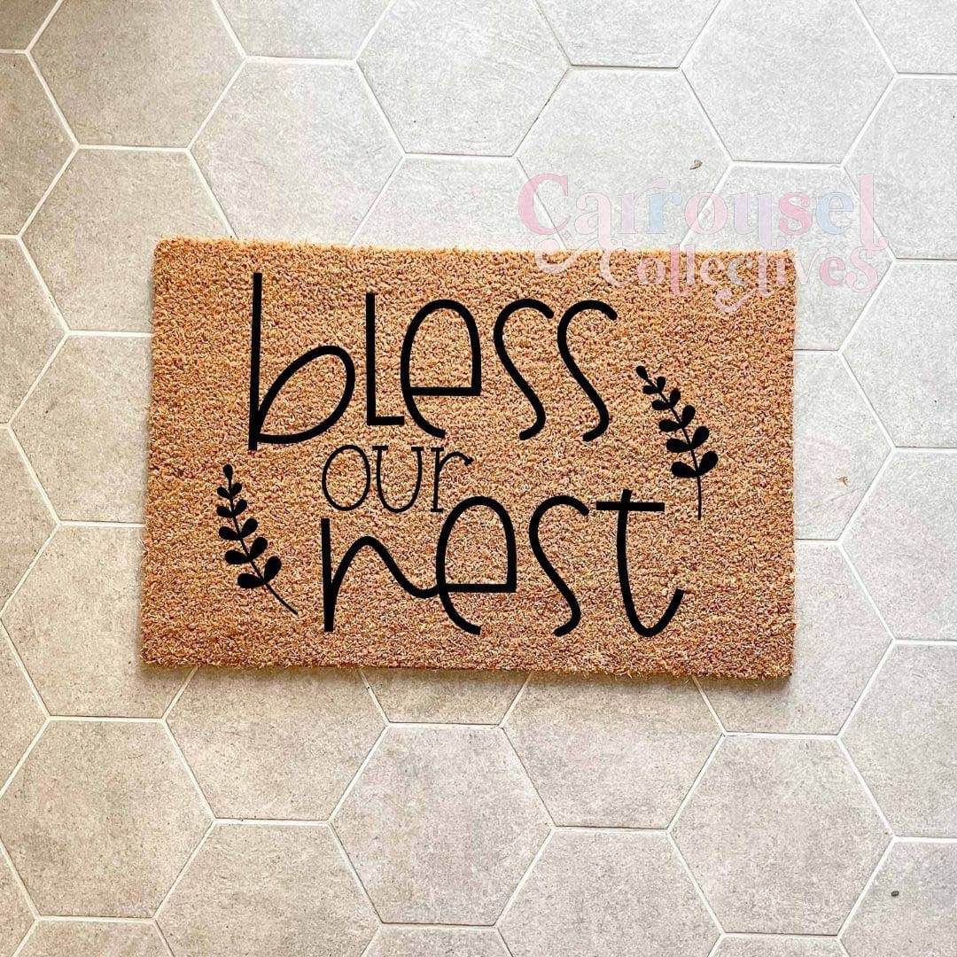 Bless our nest doormat, custom doormat, personalised doormat, door mat