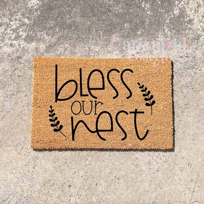 Bless our nest doormat, custom doormat, personalised doormat, door mat