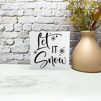 Let it snow sign, christmas wood signs, christmas decor, home decor