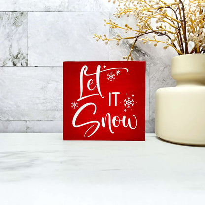 Let it snow sign, christmas wood signs, christmas decor, home decor