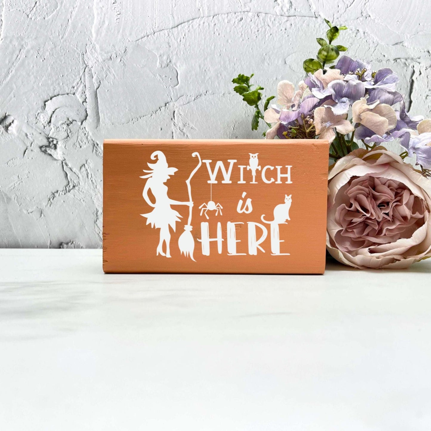 Witch is here halloween Sign, Halloween Wood Sign, Halloween Home Decor, Spooky Decor