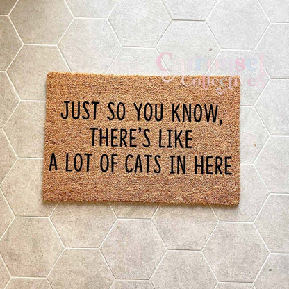 Just so you know, there's a lot of cats in here doormat, custom doormat, personalised doormat, door mat