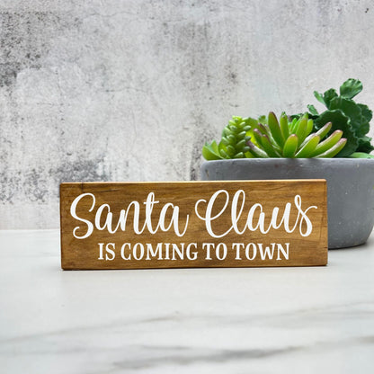 Santa Claus is coming to town sign, christmas wood signs, christmas decor, home decor