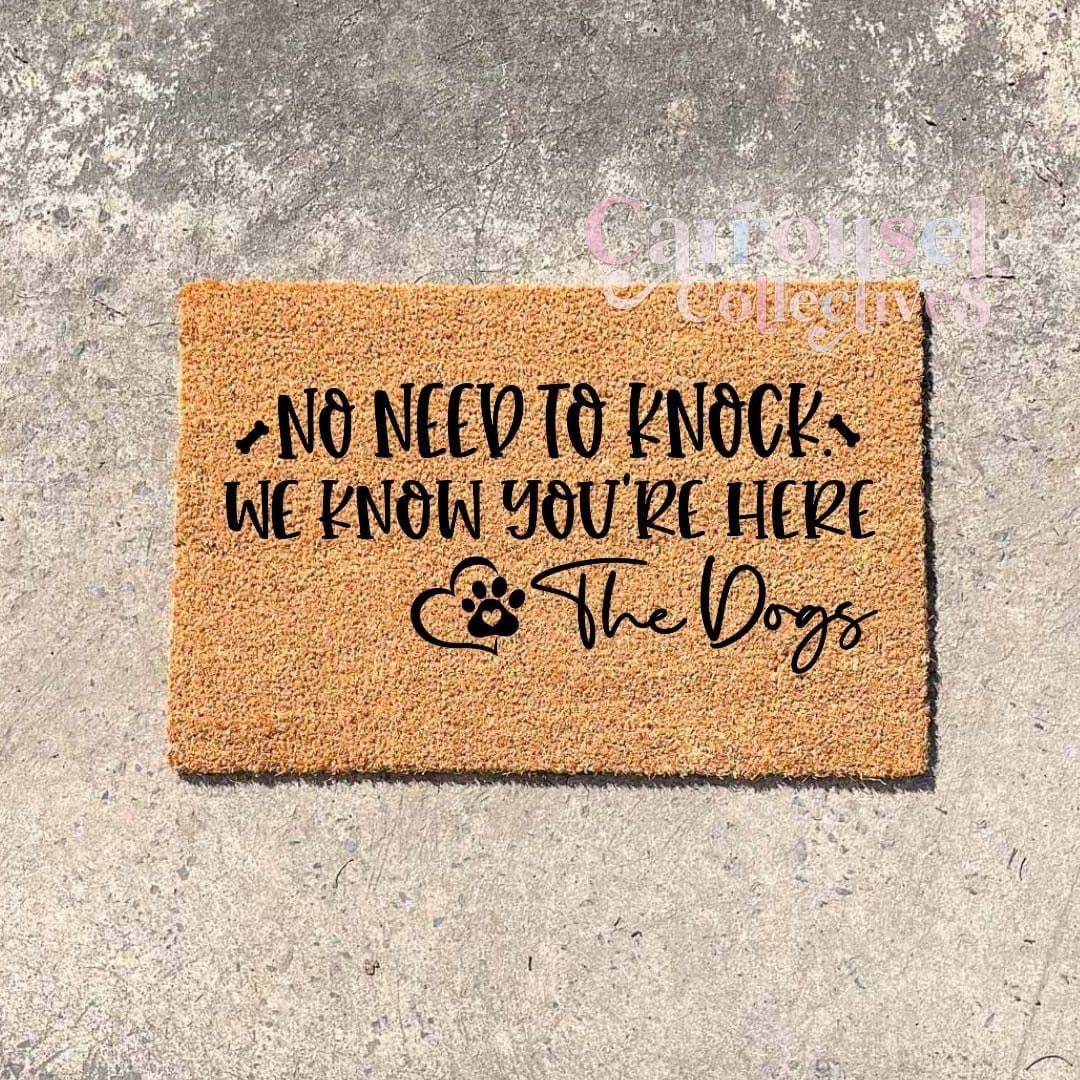No need to knock, we know you're here.. doormat, custom doormat, personalised doormat, door mat