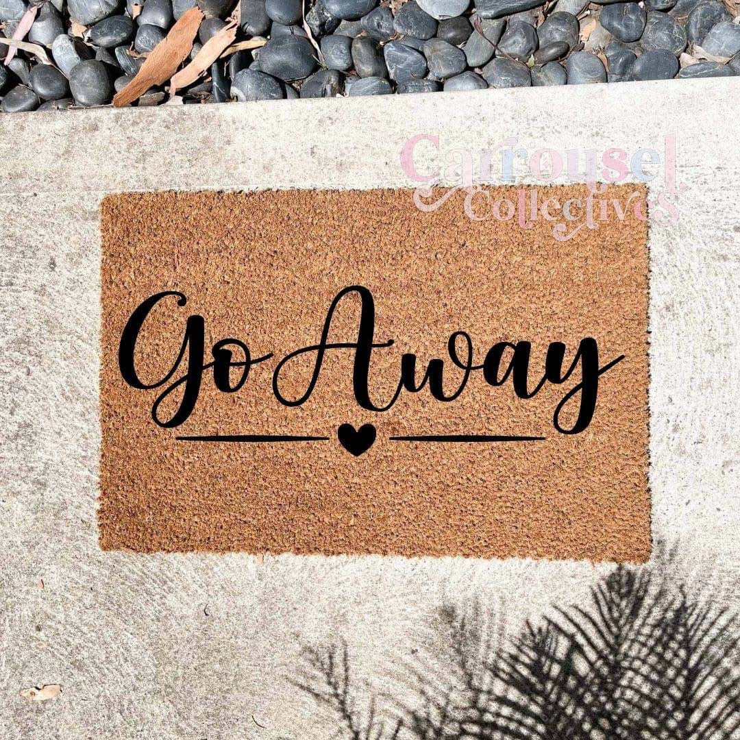 Go away doormat, custom doormat, personalised doormat, door mat