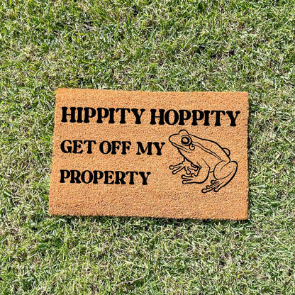 Hippity Hoppityy get off my property doormat, custom doormat, personalised doormat, door mat