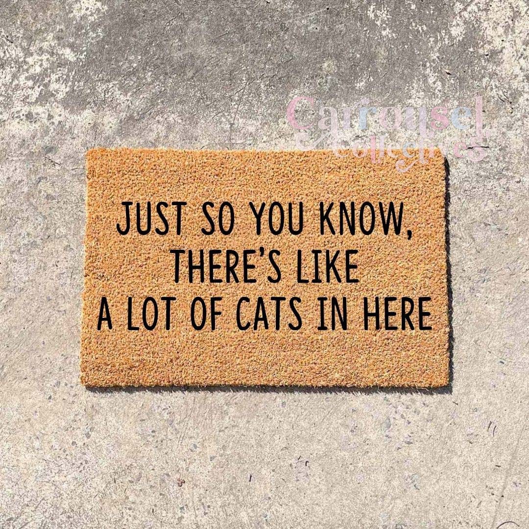 Just so you know, there's a lot of cats in here doormat, custom doormat, personalised doormat, door mat