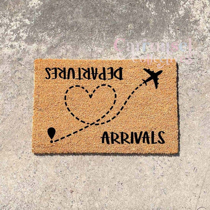 Arrival, Departures doormat, custom doormat, personalised doormat, door mat