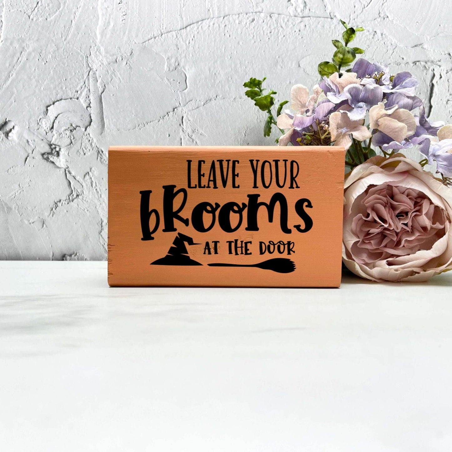 Leave your brooms Sign, Halloween Wood Sign, Halloween Home Decor, Spooky Decor