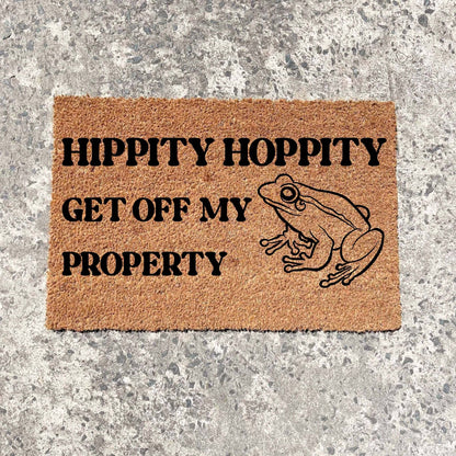 Hippity Hoppityy get off my property doormat, custom doormat, personalised doormat, door mat