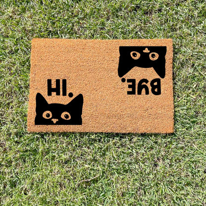 Hi and Bye Cats doormat, custom doormat, personalised doormat, door mat