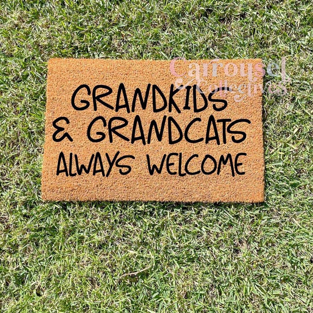 Grandkids and Grandcats always welcome doormat, custom doormat, personalised doormat, door mat