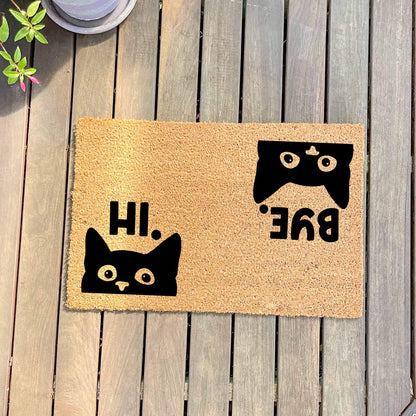 Hi and Bye Cats doormat, custom doormat, personalised doormat, door mat