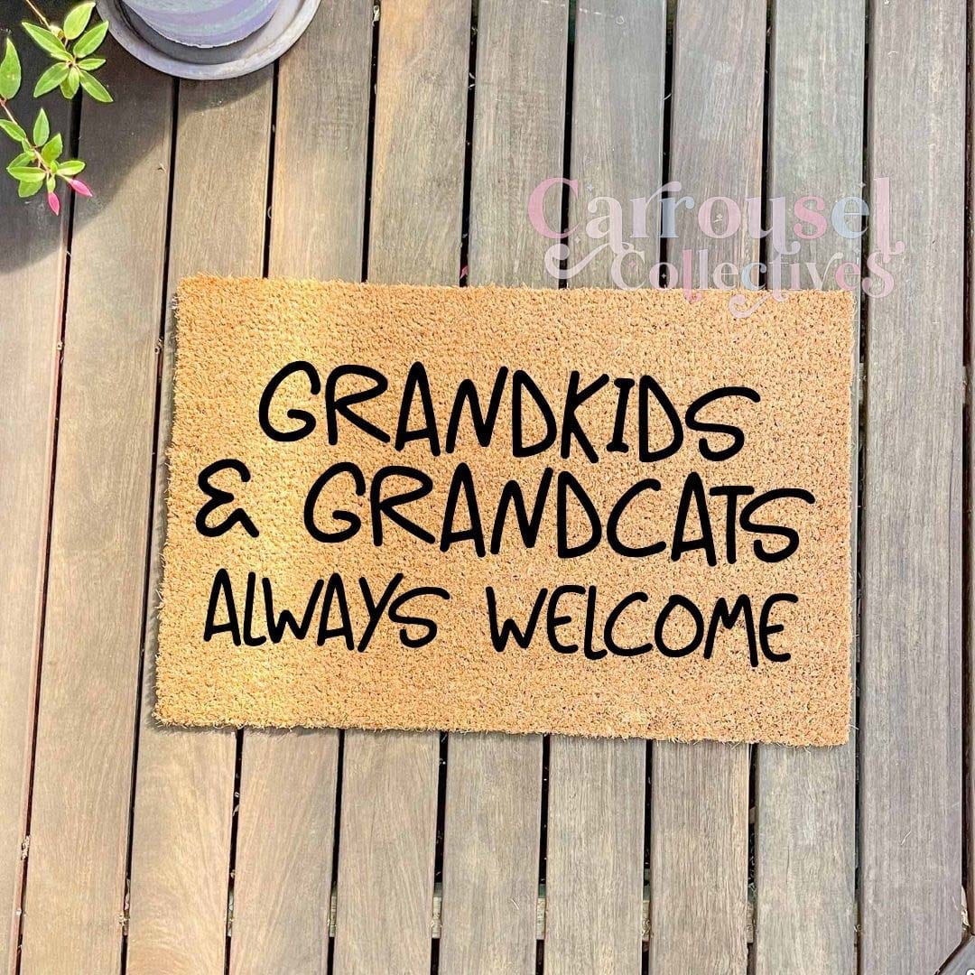 Grandkids and Grandcats always welcome doormat, custom doormat, personalised doormat, door mat