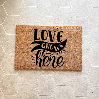 Love grows here doormat, custom doormat, personalised doormat, door mat
