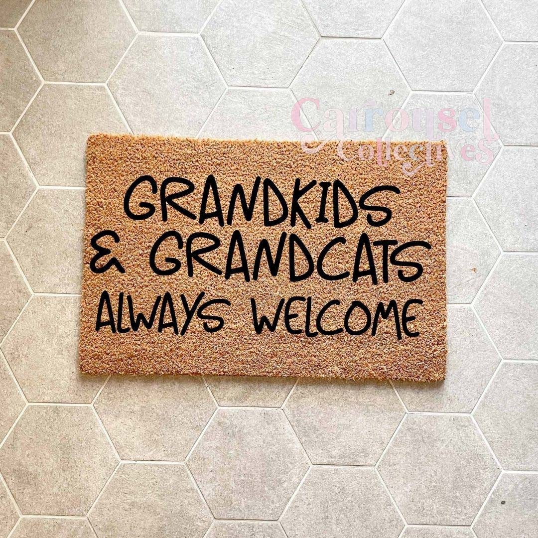 Grandkids and Grandcats always welcome doormat, custom doormat, personalised doormat, door mat