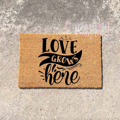 Love grows here doormat, custom doormat, personalised doormat, door mat