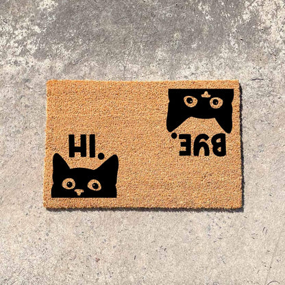 Hi and Bye Cats doormat, custom doormat, personalised doormat, door mat