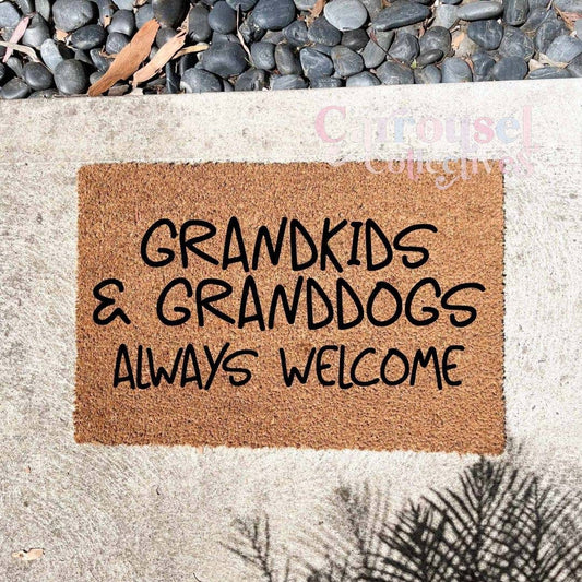 Grandkids and Granddogs always welcome doormat, custom doormat, personalised doormat, door mat