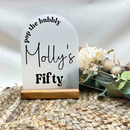 Fifty birthday acrylic sign, Personalised, Birthday Party Decor, Birthday Sign