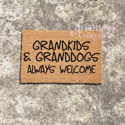 Grandkids and Granddogs always welcome doormat, custom doormat, personalised doormat, door mat