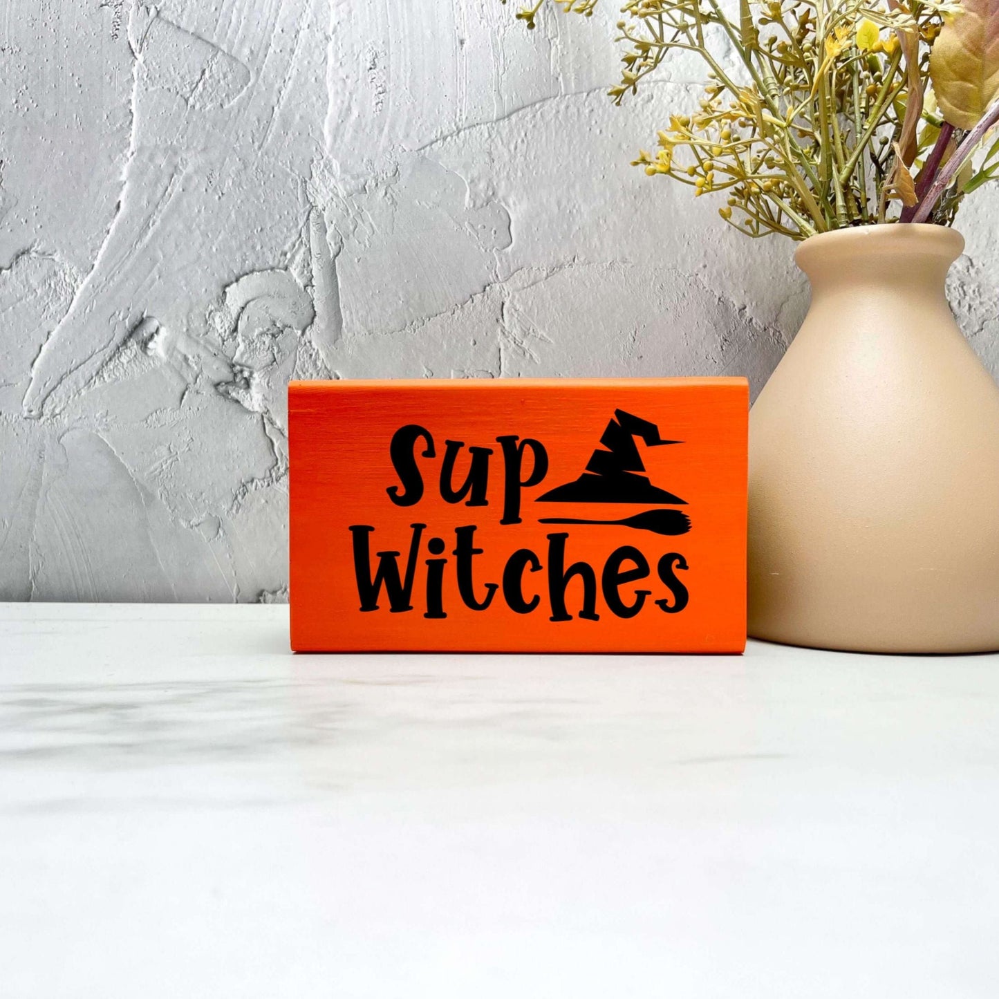 Sup witches Sign, Halloween Wood Sign, Halloween Home Decor, Spooky Decor