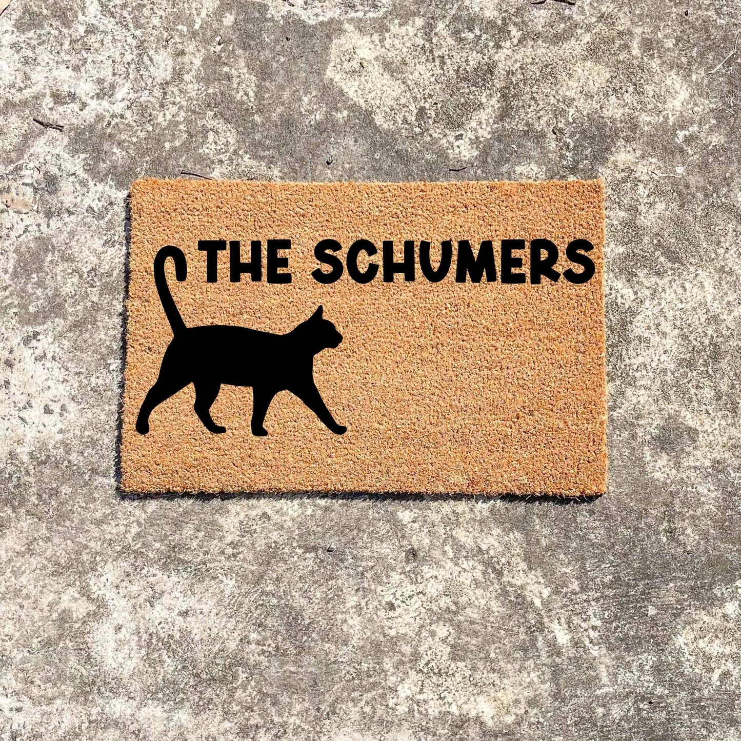 Custom family name with cat doormat, custom doormat, personalised doormat, door mat