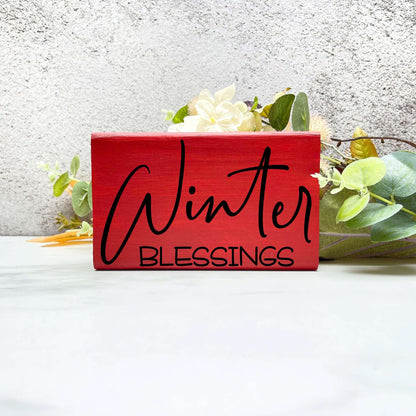 Winter blessings sign, christmas wood signs, christmas decor, home decor
