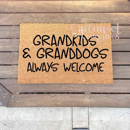 Grandkids and Granddogs always welcome doormat, custom doormat, personalised doormat, door mat