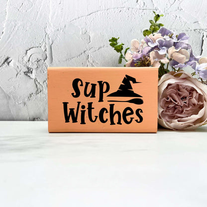 Sup witches Sign, Halloween Wood Sign, Halloween Home Decor, Spooky Decor