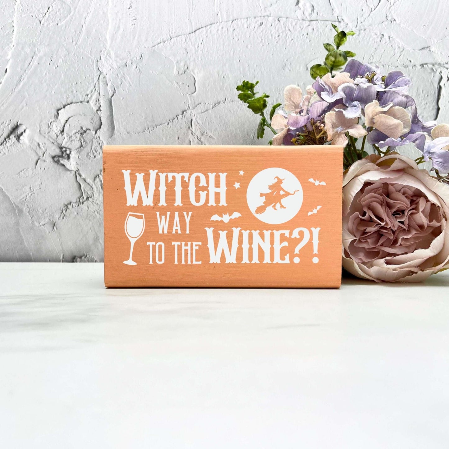 Witch way to the wine Sign, Halloween Wood Sign, Halloween Home Decor, Spooky Decor