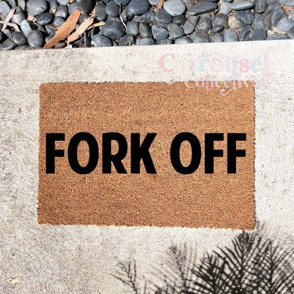 Fork off doormat, custom doormat, personalised doormat, door mat