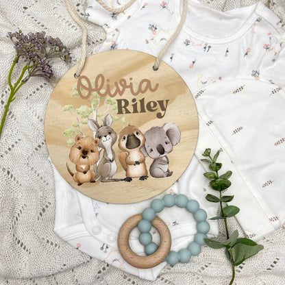 Baby name sign, child name sign, Aussie Animals, koala, kangaroo, kookaburra