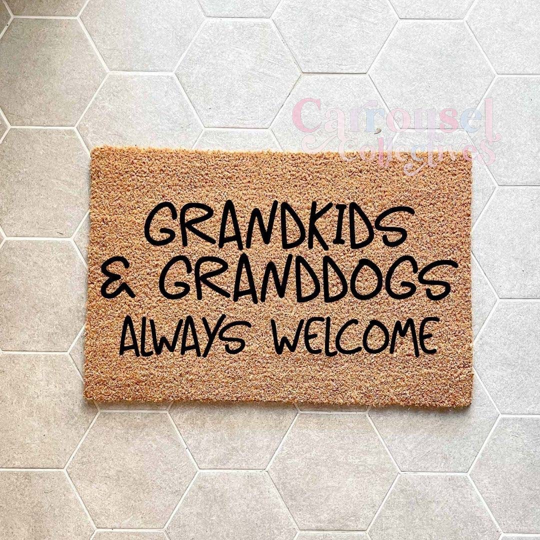 Grandkids and Granddogs always welcome doormat, custom doormat, personalised doormat, door mat