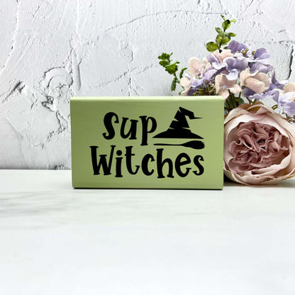 Sup witches Sign, Halloween Wood Sign, Halloween Home Decor, Spooky Decor