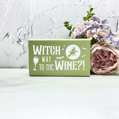 Witch way to the wine Sign, Halloween Wood Sign, Halloween Home Decor, Spooky Decor