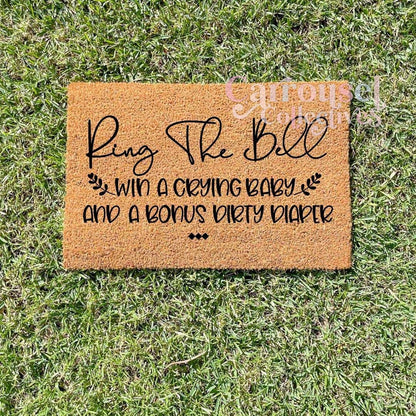 Ring the bell, win a baby! doormat, custom doormat, personalised doormat, door mat