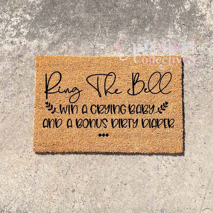 Ring the bell, win a baby! doormat, custom doormat, personalised doormat, door mat