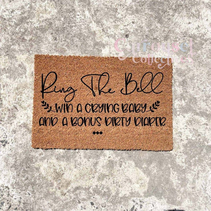 Ring the bell, win a baby! doormat, custom doormat, personalised doormat, door mat
