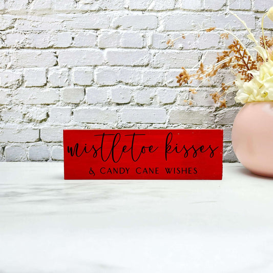 Mistletoe kisses sign, christmas wood signs, christmas decor, home decor